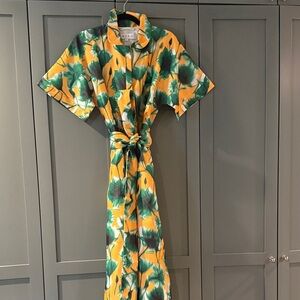 Yellow and Green Floral Maxi Dress